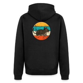 Vintage Retro Degu Nager Nagetiere - Unisex Premium Bio Zip Hoodie - Schwarz - Hinten - Nico (187cm)