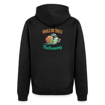Lustiges Läufer Team Running Trikot Shirt - Unisex Premium Bio Zip Hoodie - Schwarz - Hinten - Nico (187cm)