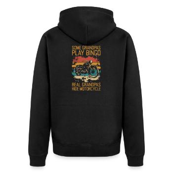 Some Grandpas Play Bingo Real Ride Motorcycle - Unisex Premium Bio Zip Hoodie - Schwarz - Hinten - Nico (187cm)