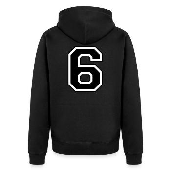 6 - Unisex Premium Organic Zip Hoodie - black - Back - Nico (187cm)
