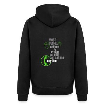 You can call me anytime - Unisex Premium Bio Zip Hoodie - Schwarz - Hinten - Nico (187cm)
