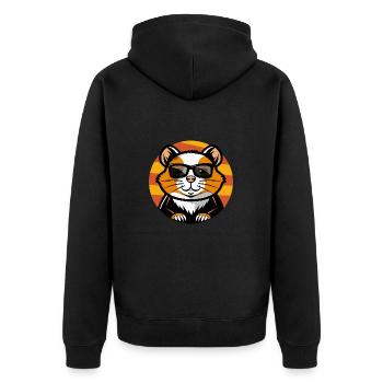 Hamster Cool Comic - Unisex Premium Bio Zip Hoodie - Schwarz - Hinten - Nico (187cm)