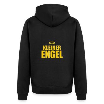 KLEINER ENGEL - HEILIGENSCHEIN - Unisex Premium Bio Zip Hoodie - Schwarz - Hinten - Nico (187cm)