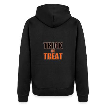 TRICK OR TREAT - SÜßES ODER SAURES - HALLOWEEN - Unisex Premium Bio Zip Hoodie - Schwarz - Hinten - Nico (187cm)