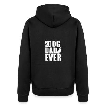 HUND - HUNDE - HERRCHEN - BEST DOG DAD EVER - Unisex Premium Bio Zip Hoodie - Schwarz - Hinten - Nico (187cm)