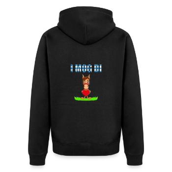 I MOG DI - HERZ - LIEBE - PFERD - PONY - VERLIEBT - Unisex Premium Bio Zip Hoodie - Schwarz - Hinten - Nico (187cm)