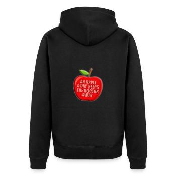APFEL - AN APPLE A DAY KEEPS THE DOCTOR AWAY - Unisex Premium Bio Zip Hoodie - Schwarz - Hinten - Nico (187cm)
