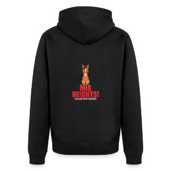 MIR REICHTS! ICH GEH ZUM PONYHOF - PFERD - PFERDE - Unisex Premium Bio Zip Hoodie - Schwarz - Hinten - Nico (187cm)