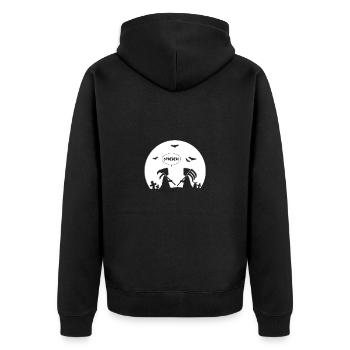STREBER - SENSENMANN - REAPER - MOND - HALLOWEEN - Unisex Premium Bio Zip Hoodie - Schwarz - Hinten - Nico (187cm)