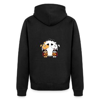 HUNDE - MOND - FLEDERMÄUSE - HALLOWEEN - TIERE - Unisex Premium Bio Zip Hoodie - Schwarz - Hinten - Nico (187cm)