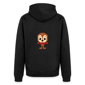 VOGEL - HERZEN - LIEBE - TIER - VERLIEBT - EULE - Unisex Premium Bio Zip Hoodie - Schwarz - Hinten - Nico (187cm)