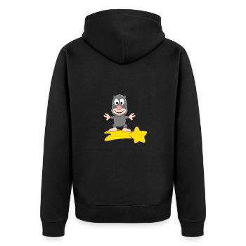 STERNSCHNUPPE - MAULWURF - TIER - KIND - BABY - Unisex Premium Bio Zip Hoodie - Schwarz - Hinten - Nico (187cm)
