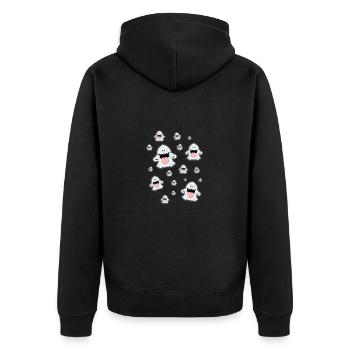 GESPENSTER - GEISTER - HALLOWEEN - KINDER - BABYS - Unisex Premium Bio Zip Hoodie - Schwarz - Hinten - Nico (187cm)
