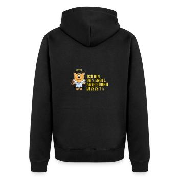 KATZE - KATER - KATZEN - TIER - TIERE - ENGEL - Unisex Premium Bio Zip Hoodie - Schwarz - Hinten - Nico (187cm)