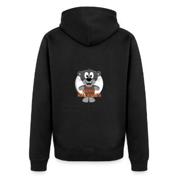 PANTHER - MONDSCHEIN - HAPPY HALLOWEEN - TIER - Unisex Premium Bio Zip Hoodie - Schwarz - Hinten - Nico (187cm)