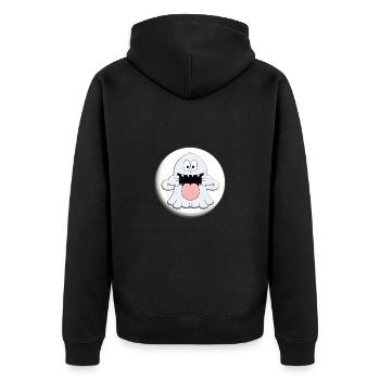GESPENST - MONDSCHEIN - HALLOWEEN - KIND - KINDER - Unisex Premium Bio Zip Hoodie - Schwarz - Hinten - Nico (187cm)