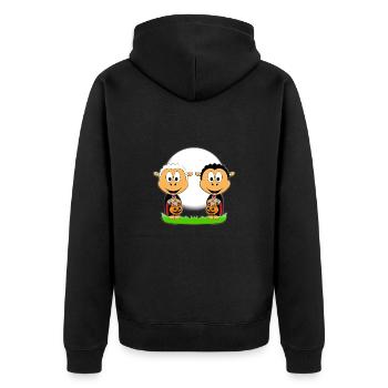 SCHAFE - HALLOWEEN - SÜßES ODER SAURES TOUR - Unisex Premium Bio Zip Hoodie - Schwarz - Hinten - Nico (187cm)