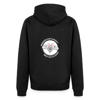 FLEDERMAUS - MONDSCHEIN - HALLOWEEN - TIERISCH - Unisex Premium Bio Zip Hoodie - Schwarz - Hinten - Nico (187cm)