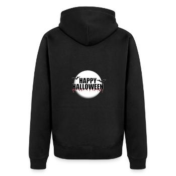HAPPY HALLOWEEN - MONDSCHEIN - FLEDERMÄUSE - Unisex Premium Bio Zip Hoodie - Schwarz - Hinten - Nico (187cm)
