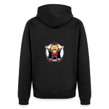 VAMPIR - HALLOWEEN - MONDSCHEIN - KINDER - Unisex Premium Bio Zip Hoodie - Schwarz - Hinten - Nico (187cm)