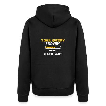 Tonsillektomie Genesung Mandelentfernung - Unisex Premium Bio Zip Hoodie - Schwarz - Hinten - Nico (187cm)