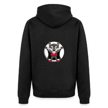 WERWOLF - WOLF - MOND - VAMPIR - HALLOWEEN - Unisex Premium Bio Zip Hoodie - Schwarz - Hinten - Nico (187cm)