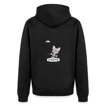 KITESURFEN - RATTE - WASSERRATTE - KITE - KITEN - Unisex Premium Bio Zip Hoodie - Schwarz - Hinten - Nico (187cm)