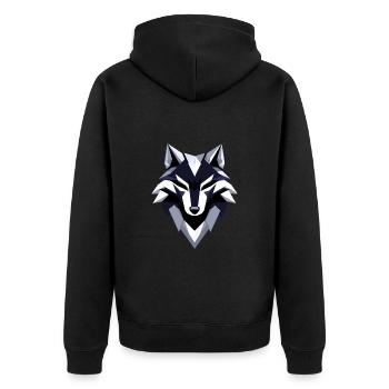 Wolf Low Poly Logo Design - Unisex Premium Bio Zip Hoodie - Schwarz - Hinten - Nico (187cm)