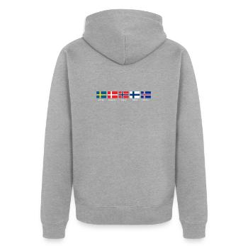 Scandinavia Flags Countries Names National language - Unisex Premium Organic Zip Hoodie - heather grey - Back - Nico (187cm)