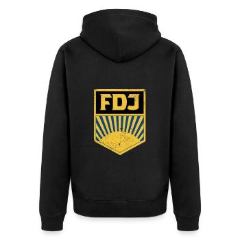 FDJ Retro Logo DDR Pioniere - Veste à capuche bio Premium Unisexe - noir - Dos - Nico (187cm)