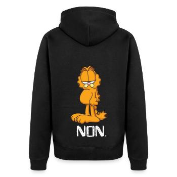 Garfield Non - Unisex Premium Organic Zip Hoodie - black - Back - Nico (187cm)