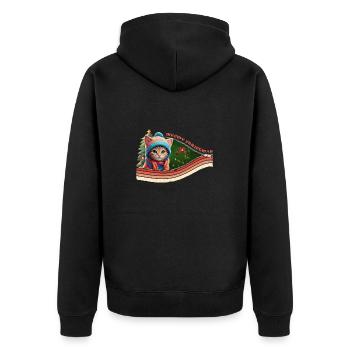 Miauige Weihnachten - Süßes Kätzchen mit Nikolausmütze & - Unisex Premium Bio Zip Hoodie - Schwarz - Hinten - Nico (187cm)