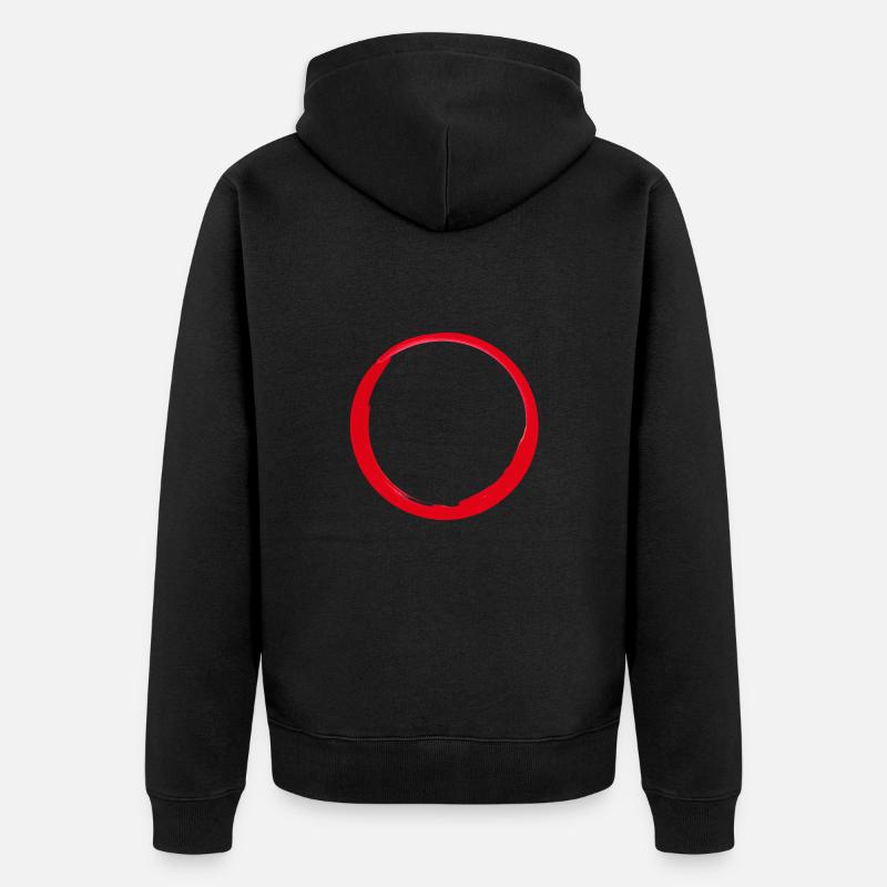 Red circle - Unisex Premium Organic Zip Hoodie - black