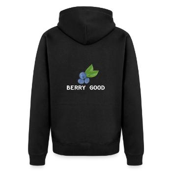 Heidelbeere Frucht Blaubeere - Unisex Premium Bio Zip Hoodie - Schwarz - Hinten - Nico (187cm)