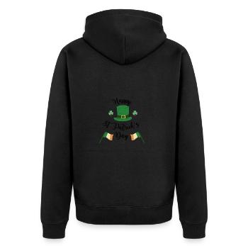 Happy St. Patrick's Day - Unisex Premium Bio Zip Hoodie - Schwarz - Hinten - Nico (187cm)