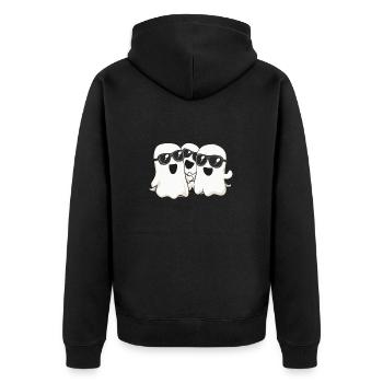 Geister Halloween Sonnenbrille - Unisex Premium Bio Zip Hoodie - Schwarz - Hinten - Nico (187cm)