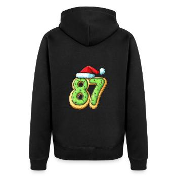 87 Zahl Weihnachten - Unisex Premium Bio Zip Hoodie - Schwarz - Hinten - Nico (187cm)