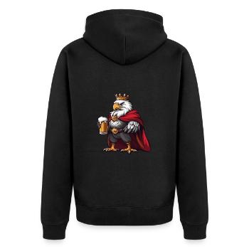 Adler Bier Lustig - Unisex Premium Bio Zip Hoodie - Schwarz - Hinten - Nico (187cm)