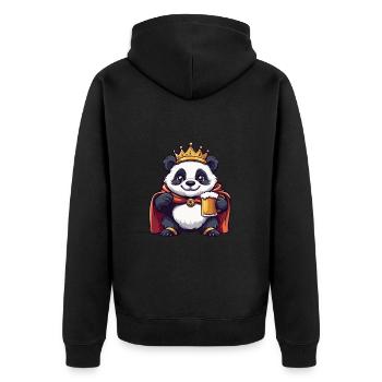 Panda Bier Lustig - Unisex Premium Bio Zip Hoodie - Schwarz - Hinten - Nico (187cm)