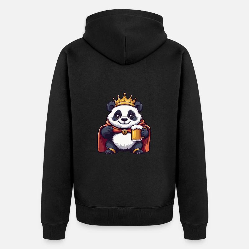 Panda Bier Lustig - Unisex Premium Bio Zip Hoodie - Schwarz