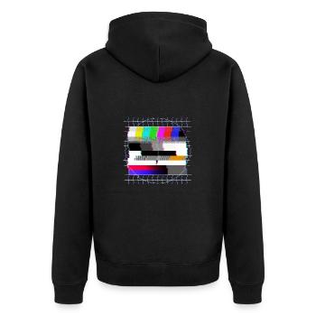 Tube TV test pattern - distorted - 80s - Unisex Premium Organic Zip Hoodie - black - Back - Nico (187cm)