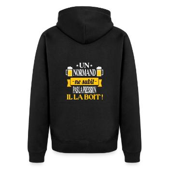Maillot normand normandie bière humoristique apéro - Veste à capuche bio Premium Unisexe - noir - Dos - Nico (187cm)