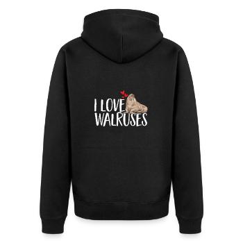 Walross - Unisex Premium Bio Zip Hoodie - Schwarz - Hinten - Nico (187cm)