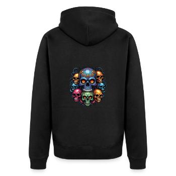 Decorative Large Skull with Small Skulls - Unisex Premium Organic Zip Hoodie - black - Back - Nico (187cm)