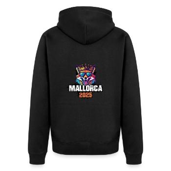 Mallorca 2025 Urlaub Fuchs - Unisex Premium Bio Zip Hoodie - Schwarz - Hinten - Nico (187cm)
