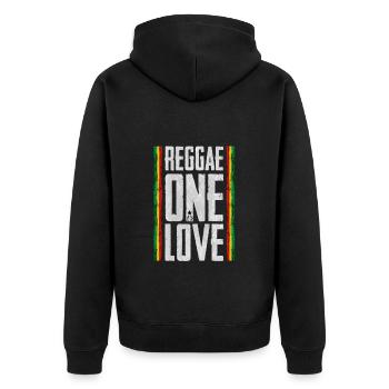 reggae one love - Unisex Premium Bio Zip Hoodie - Schwarz - Hinten - Nico (187cm)
