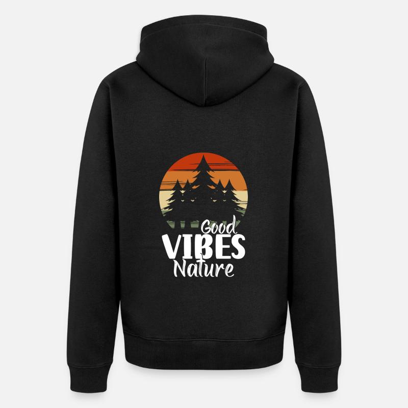 Wald Bäume Hirsch Berge - Unisex Premium Bio Zip Hoodie - Schwarz