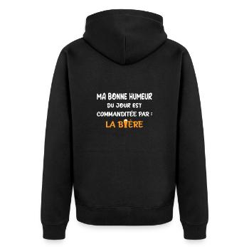Ma bonne humeur est commanditée par la bière - Veste à capuche bio Premium Unisexe - noir - Dos - Nico (187cm)