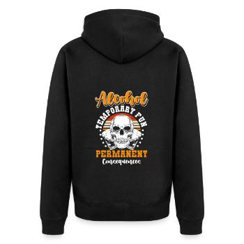Alkoholfrei Trinken Säufer Ende - Unisex Premium Bio Zip Hoodie - Schwarz - Hinten - Nico (187cm)