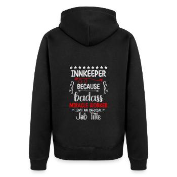 Wirtshaus Feier Wirtschaft Tabak - Unisex Premium Bio Zip Hoodie - Schwarz - Hinten - Nico (187cm)